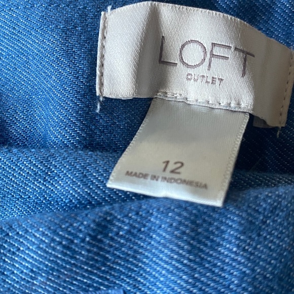 LOFT Chambray Tie Waist Slim Pants - NWT- SZ 12 Denim - Spring Jeans Ann Taylor - Picture 5 of 8